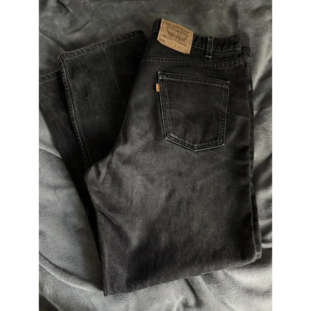 Levi's 550 Men's Black Dark Wash Denim Jeans Relaxed Fit Straight USA Made